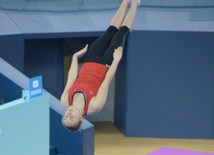 Bakıda batut gimnastikası üzrə Dünya Kubokunda iştirak edəcək idmançıların podium məşqləri. Azərbaycan, 4 mart, 2016